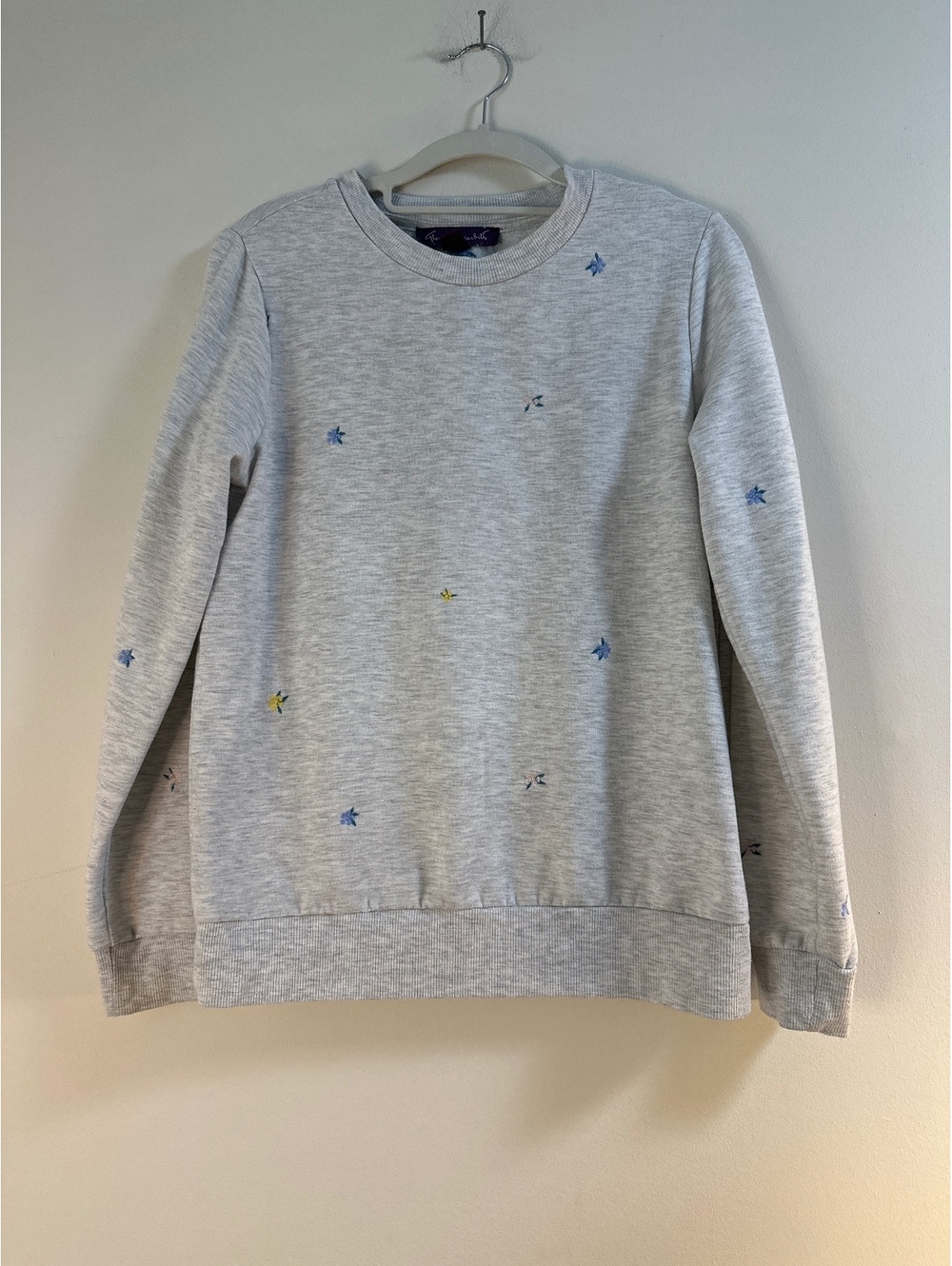 Gloria Vanderbilt Small Light Gray Embroidered Sweatshirt